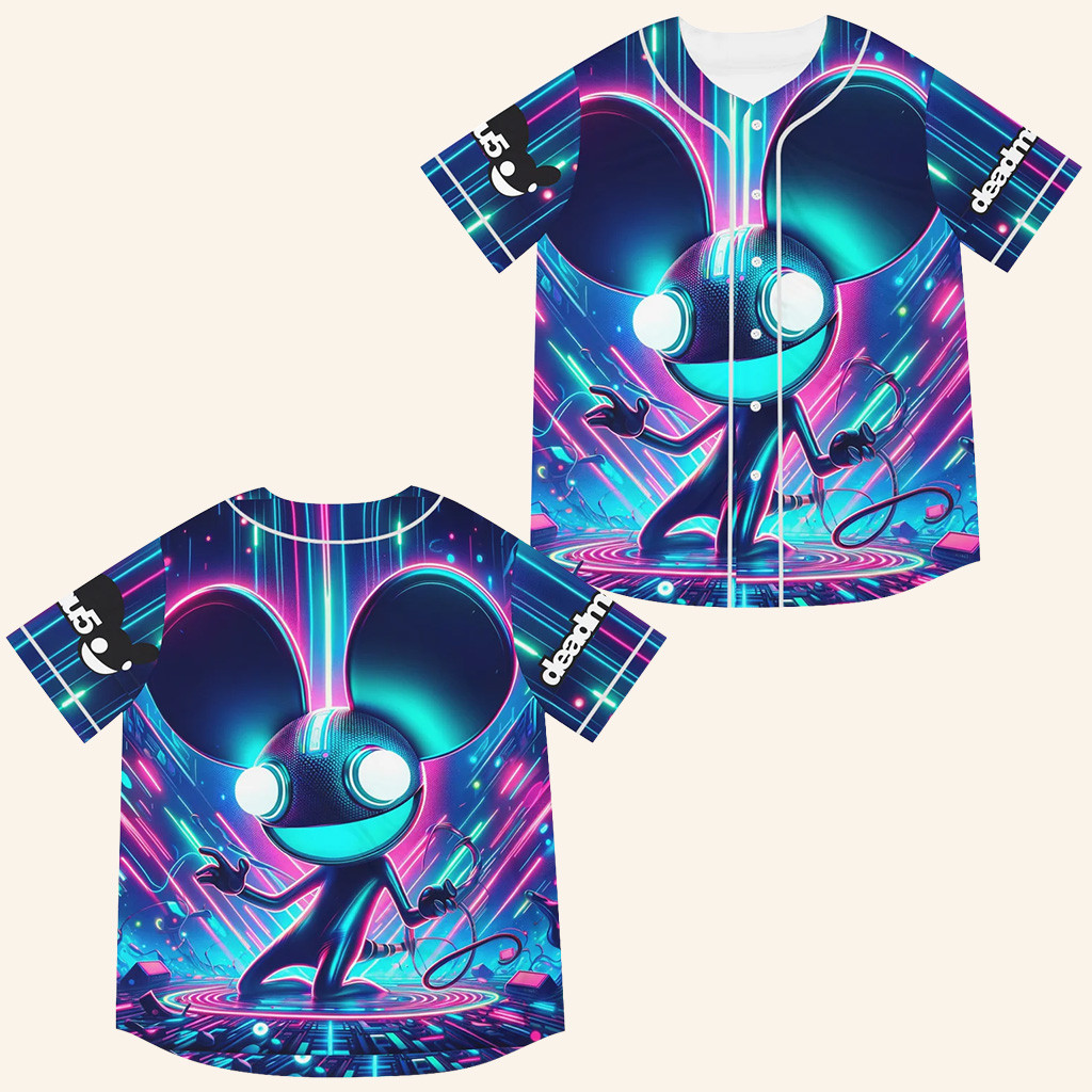 DeadMau5 Merch DeadMau5 Neon Colors Baseball Jersey EDM Jersey Gifts For Music Enthusiasts