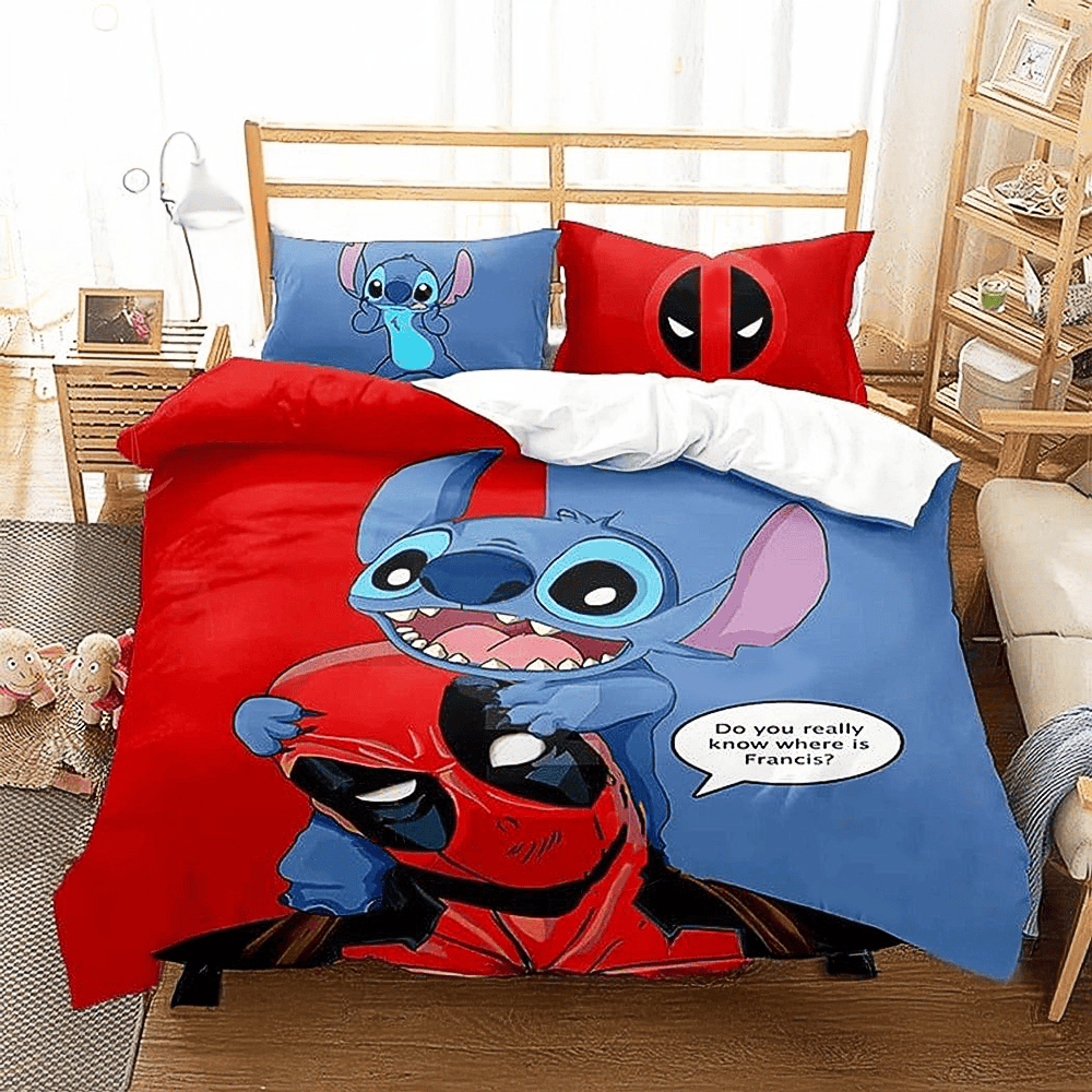 Deadpool And Stitch Do You Really Know Where Is Francis Bedding Set Gifts For Fans