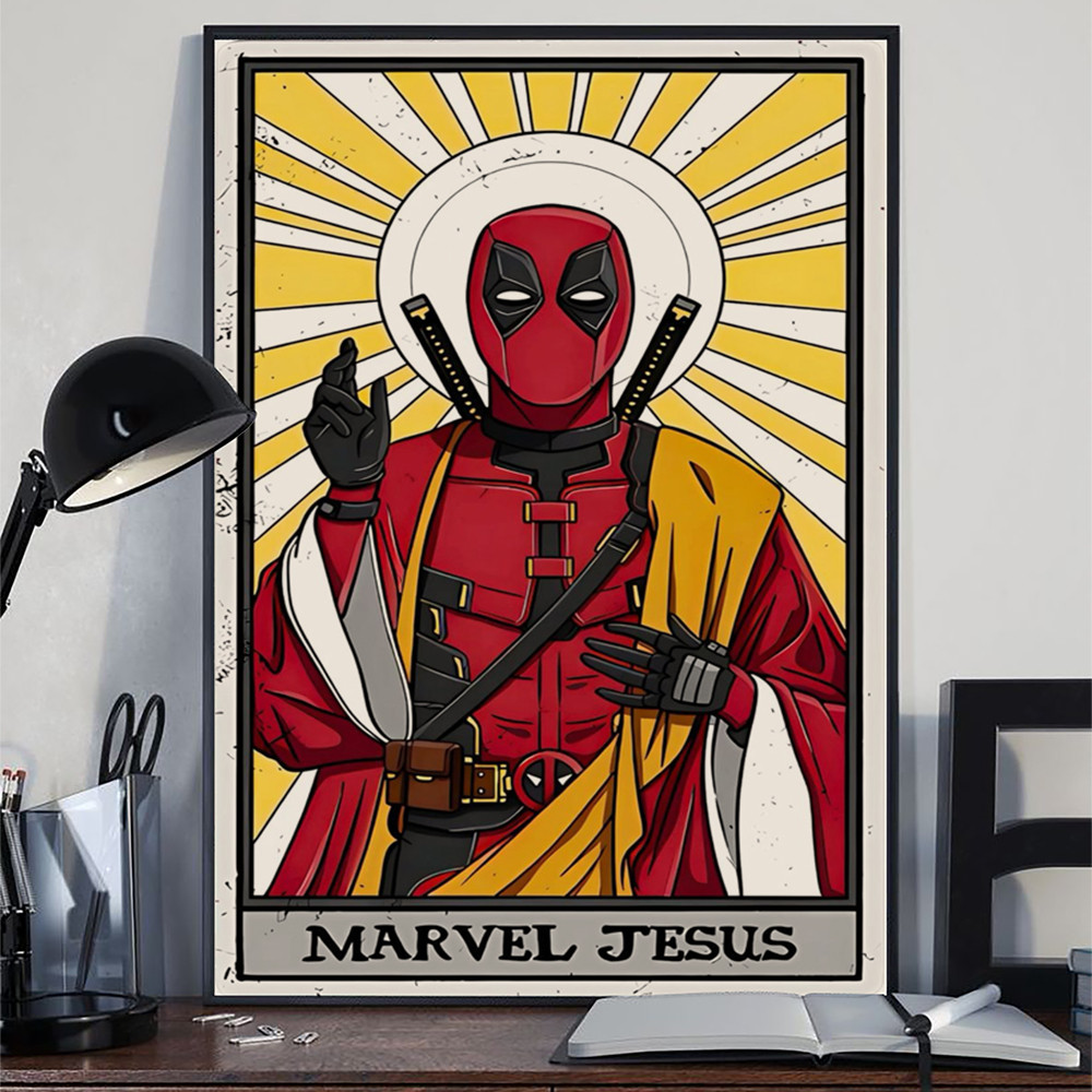 Deadpool Marvel Jesus Poster Movie Lovers Wall Art Decor Gift Ideas For Deadpool Fans