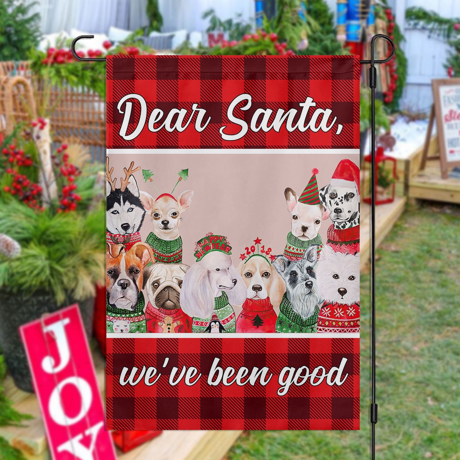 Dear Santa We've Been Good Dog Xmas Garden Flag Christmas Home Decor Gift For Dog Lovers