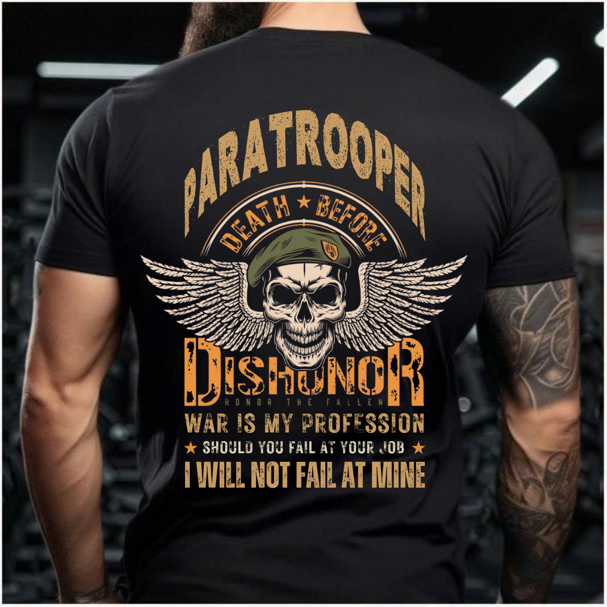 Death Before Dishonor Veteran Paratrooper T-Shirt Patriotic Military Apparel