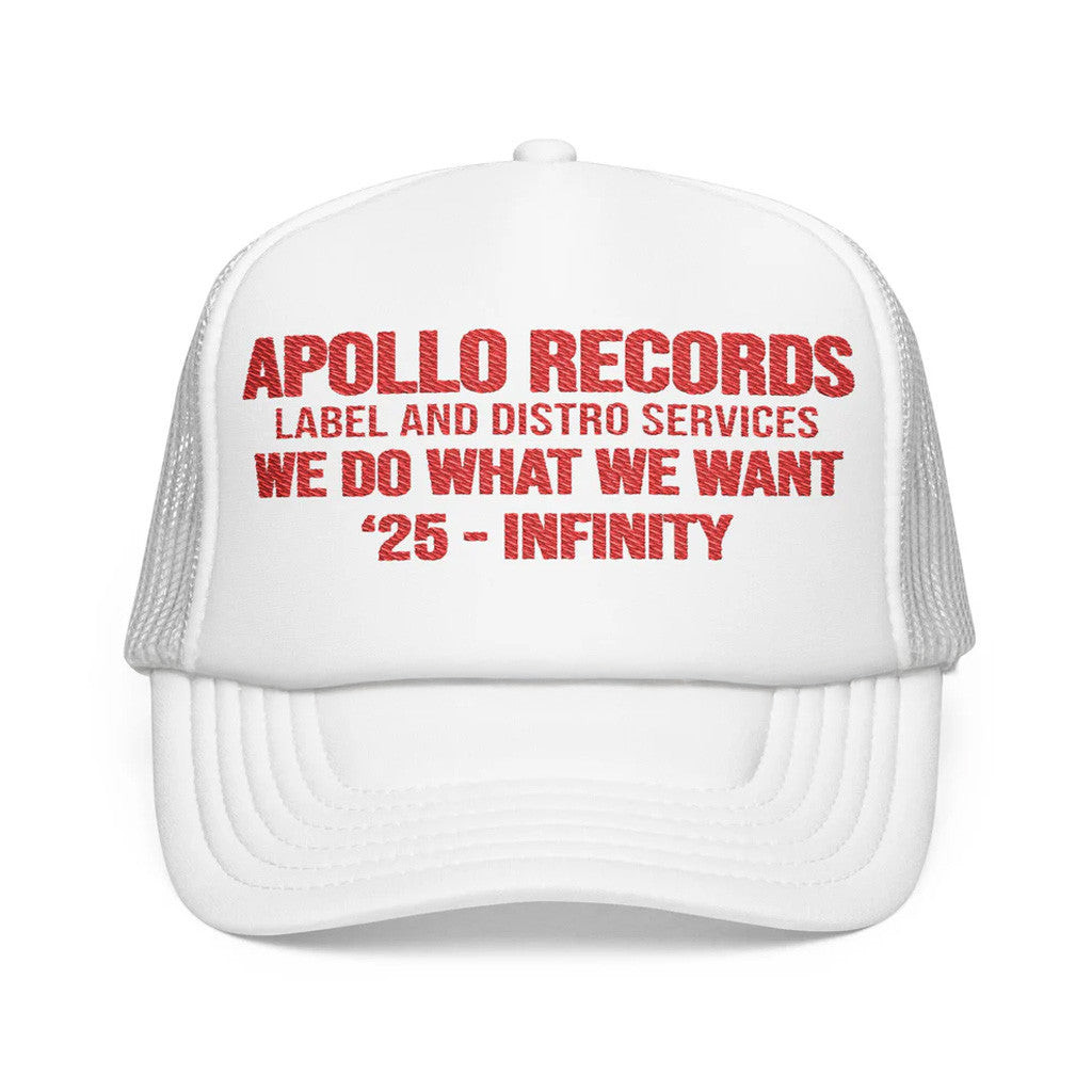 Death By Martymar Merch Apollo Records Label And Distro Services We Do What Trucker Hat White Death By Martymar Merch Apollo Records Label And Distro Services We Do What Trucker Hat White