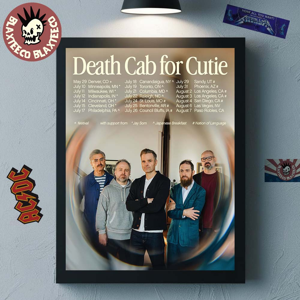 Death Cab For Cutie Summer In North America 2026 Tour City Dates Poster Death Cab For Cutie Merch