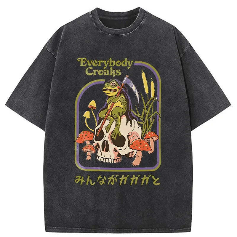 Death Frog Japan Washed T-Shirt Classic Graphic Fashion Tee Gifts For Besties Death Frog Japan Washed T-Shirt Classic Graphic Fashion Tee Gifts For Besties