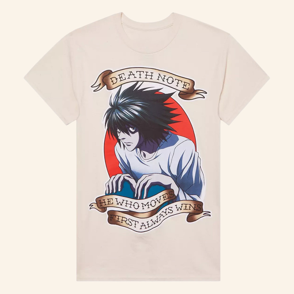 Death Note Merch Death Note L Traditional Tattoo T-Shirt Great Gifts For Anime Lovers
