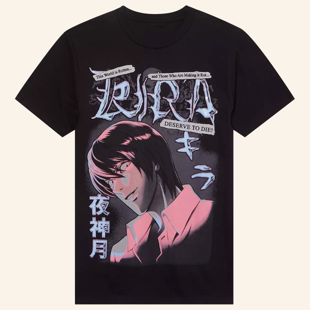 Death Note Merch Kira Shiny T-Shirt Good Gifts For Anime Lovers