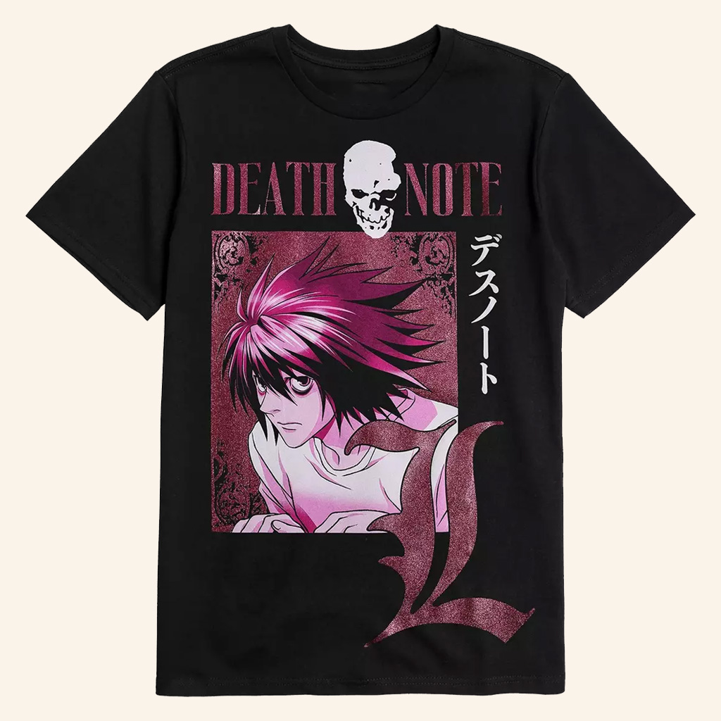 Death Note Merch L Portrait T-Shirt Best Birthday Gifts For Anime Lovers