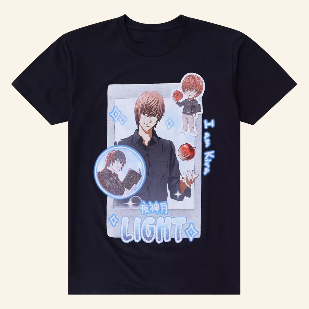 Death Note Merch Light Chibi Glitter T-Shirt Cool Gifts For Anime Lovers
