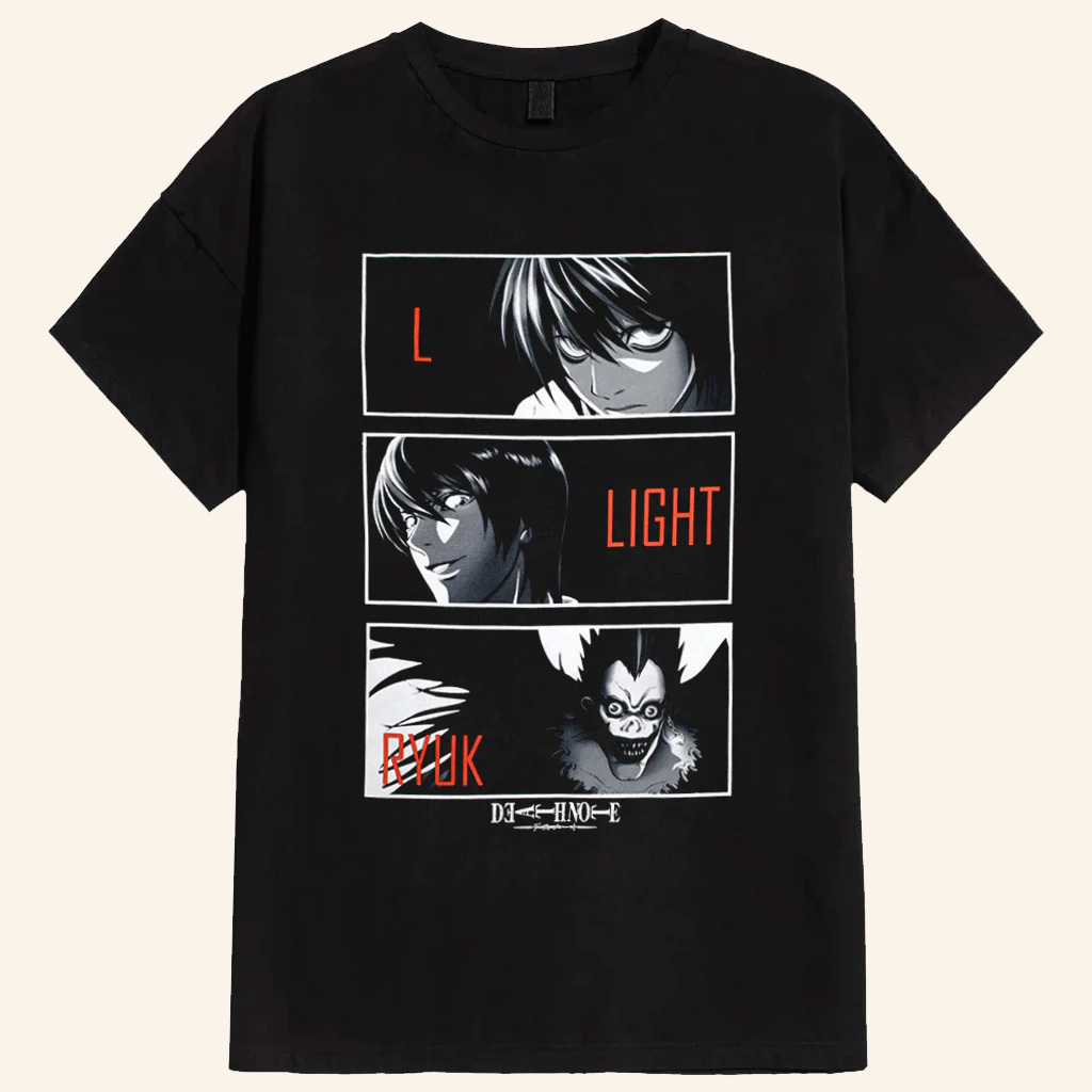 Death Note Merch Light Yagami Good Bad Shinigami T-Shirt Gifts For Anime Fans