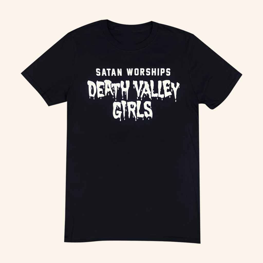 Death Valley Girls Merch Satan Worships Black T-Shirt Christmas Gifts For Husband Death Valley Girls Merch Satan Worships Black T-Shirt Christmas Gifts For Husband