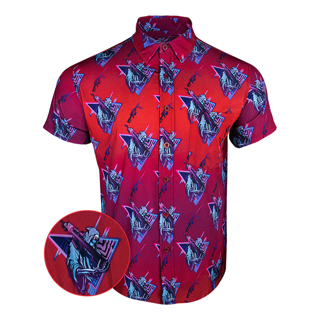 Death Wave Button Down Shirt Gun Print Hawaiian Shirt Christmas Gifts For Him