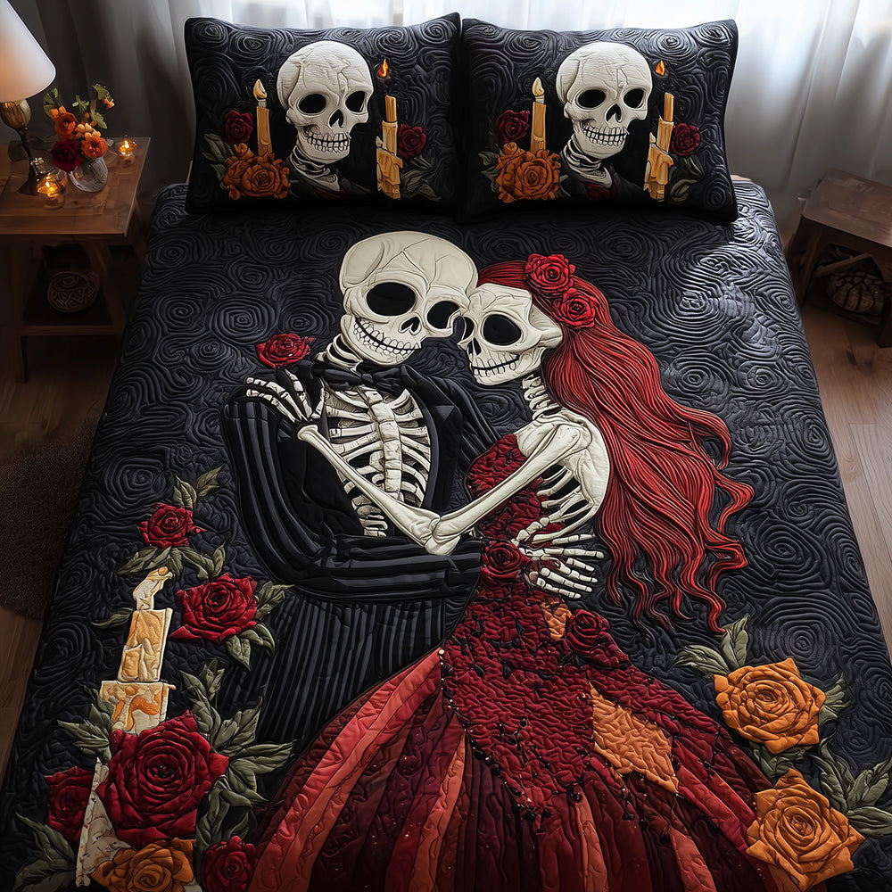 Deathly Romance Quilted Bedding Set Halloween Bed Sheets Gift For Family