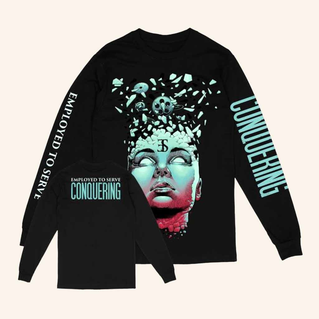 Deathwish Inc Merch Employed To Serve Conquering Black Long Sleeve T-Shirt Gift For Friends Deathwish Inc Merch Employed To Serve Conquering Black Long Sleeve T-Shirt Gift For Friends