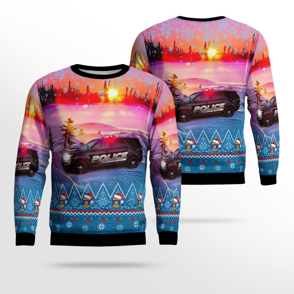 Decatur Illinois Decatur Police Department AOP Ugly Sweater Xmas Unisex Sweater Christmas Gifts For Men Women