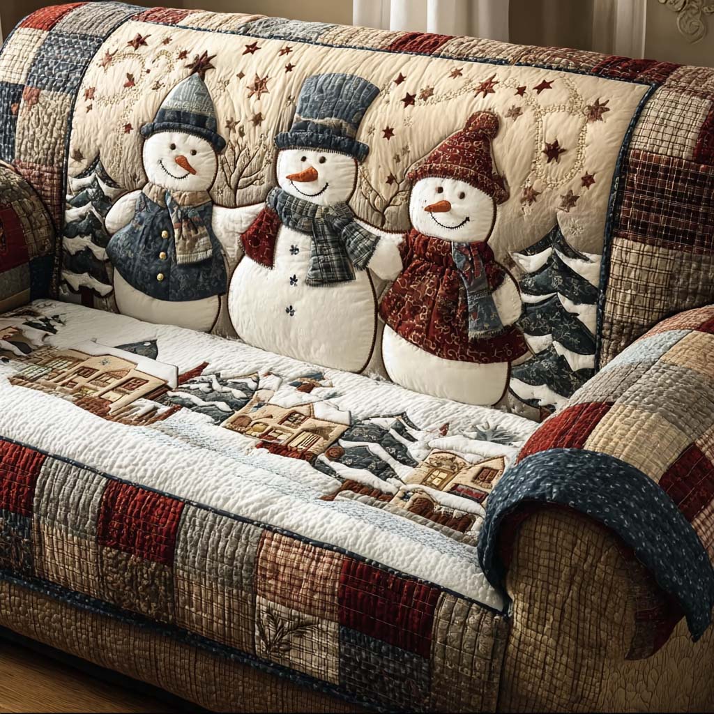 December Frost Quilted Sofa Cover Winter Living Room Decor Best Friend Gifts