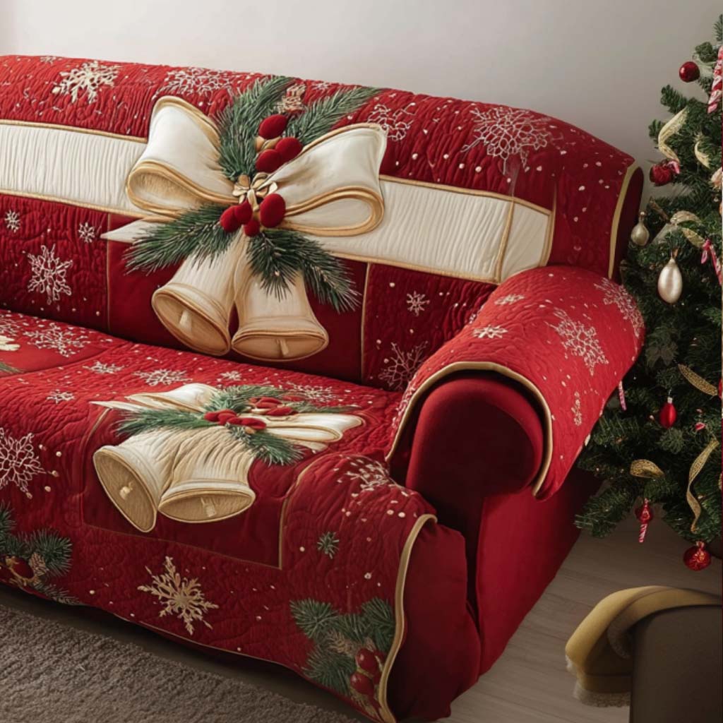 December Magic Quilted Sofa Cover Christmas Sofa Cover Best Family Gifts