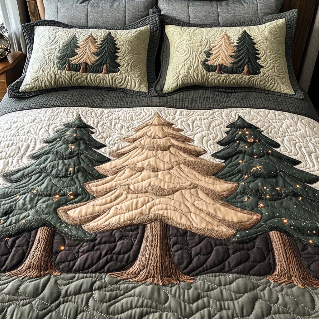 December Sparkle Quilted Bedding Set Xmas Duvet Cover Set Family Xmas Presents