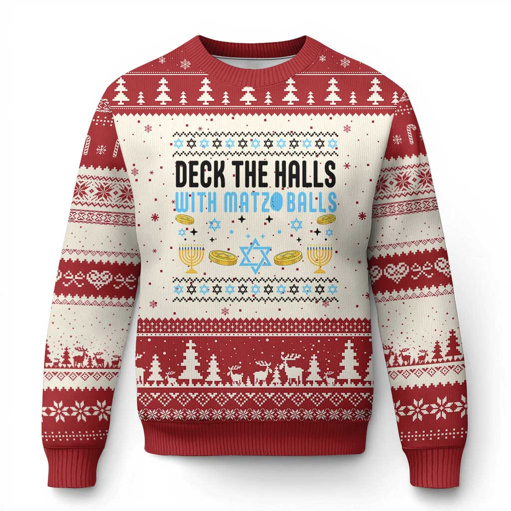 Deck The Halls With Matzo Balls Ugly Christmas Sweater Funniest Women Ugly Sweater Gift