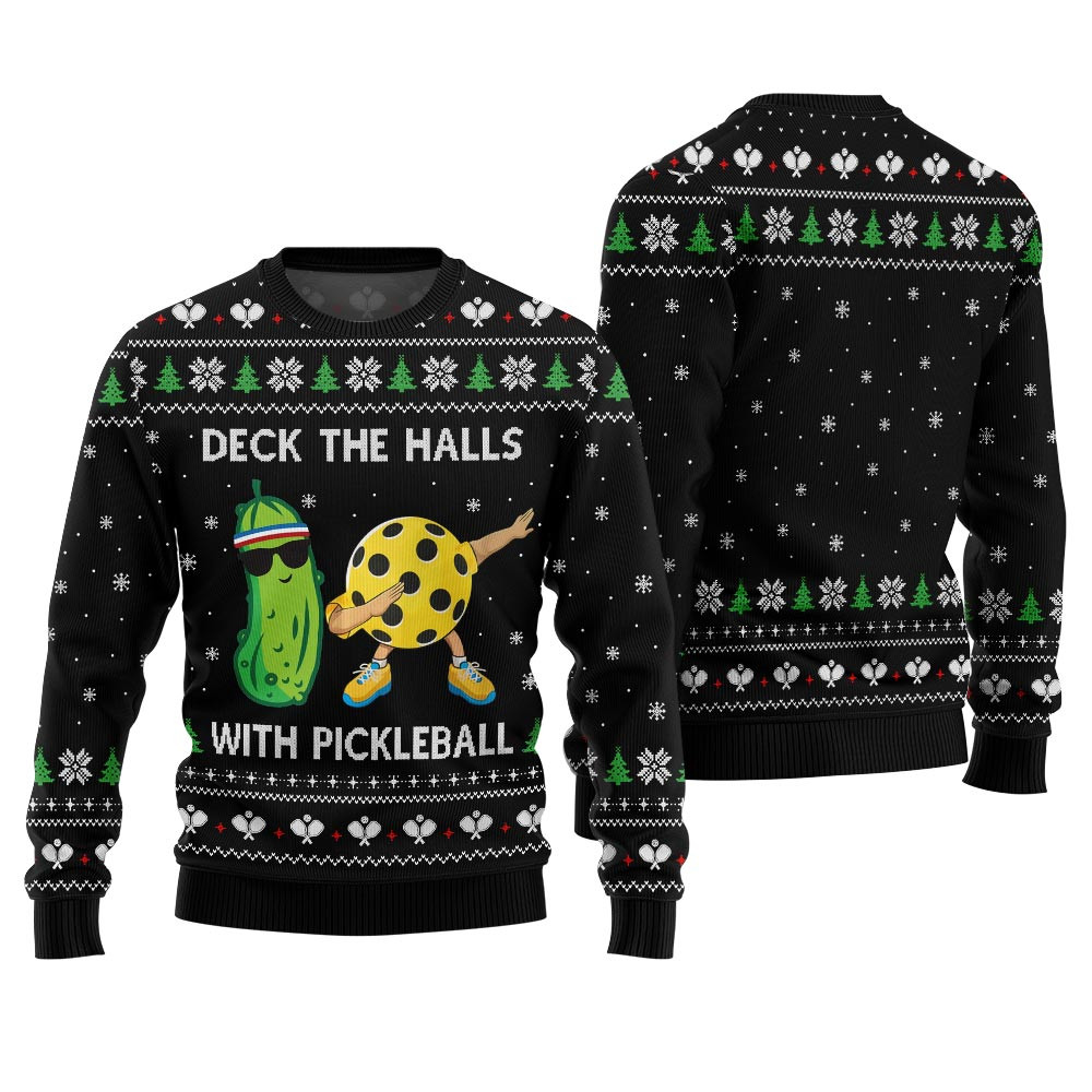 Deck The Halls With Pickleball Ugly Christmas Sweater Best Christmas Merch Gift for Family and Friends