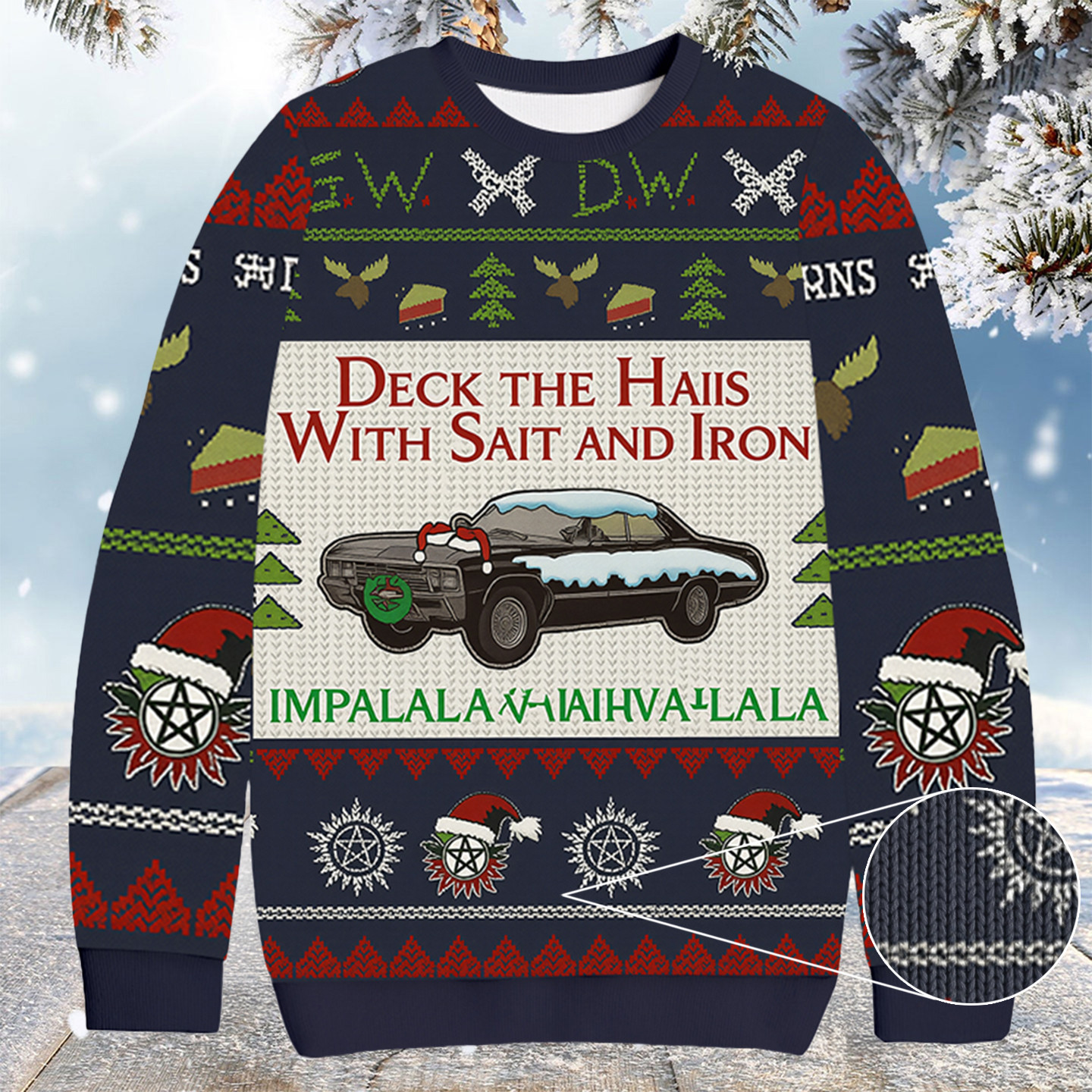 Deck The Halls With Salt And Iron Christmas Ugly Sweater Supernatural Themed Winter Sweater