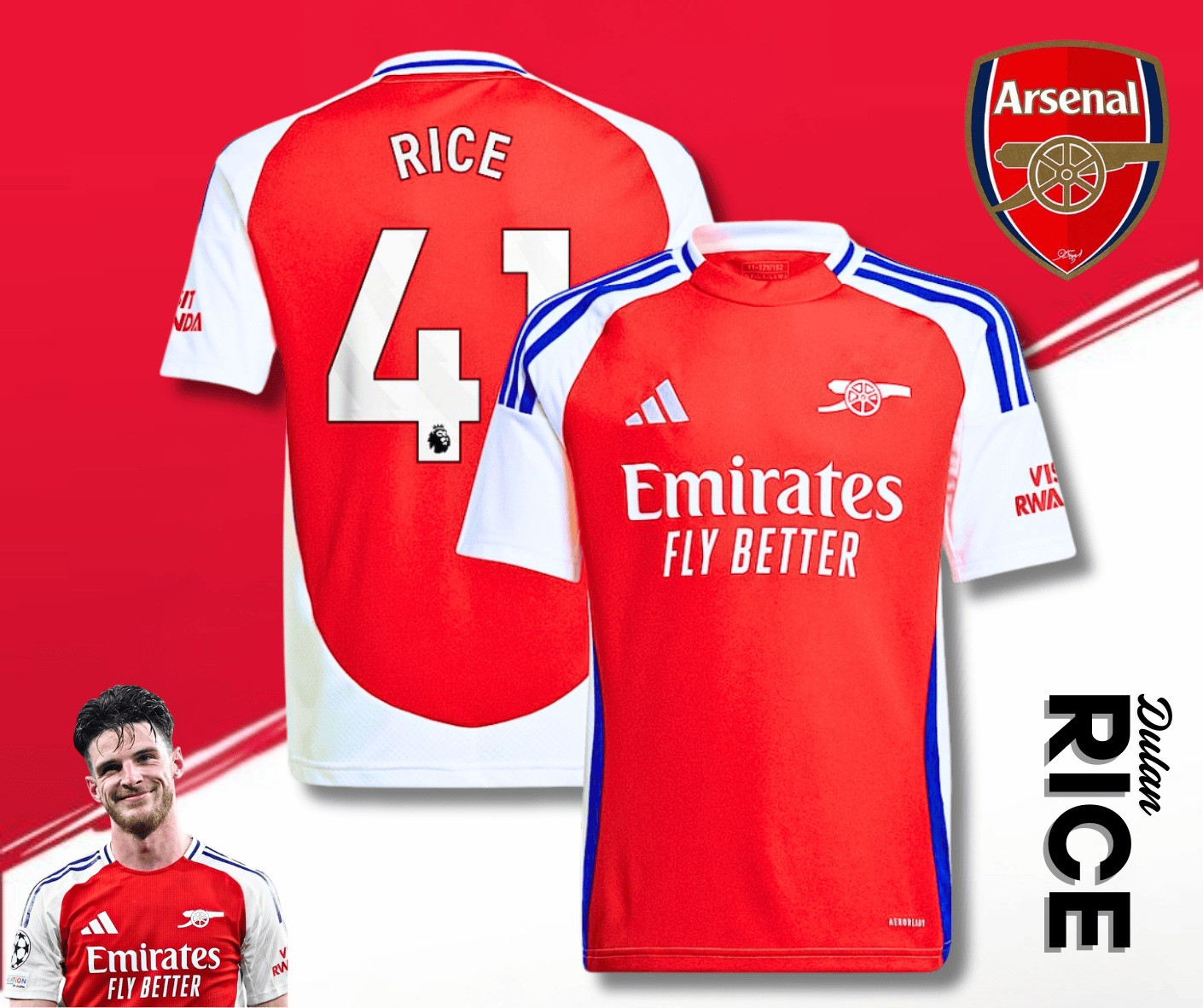 Declan Rice 41 Arsenal T-Shirt Unique Gift For Arsenal Fans