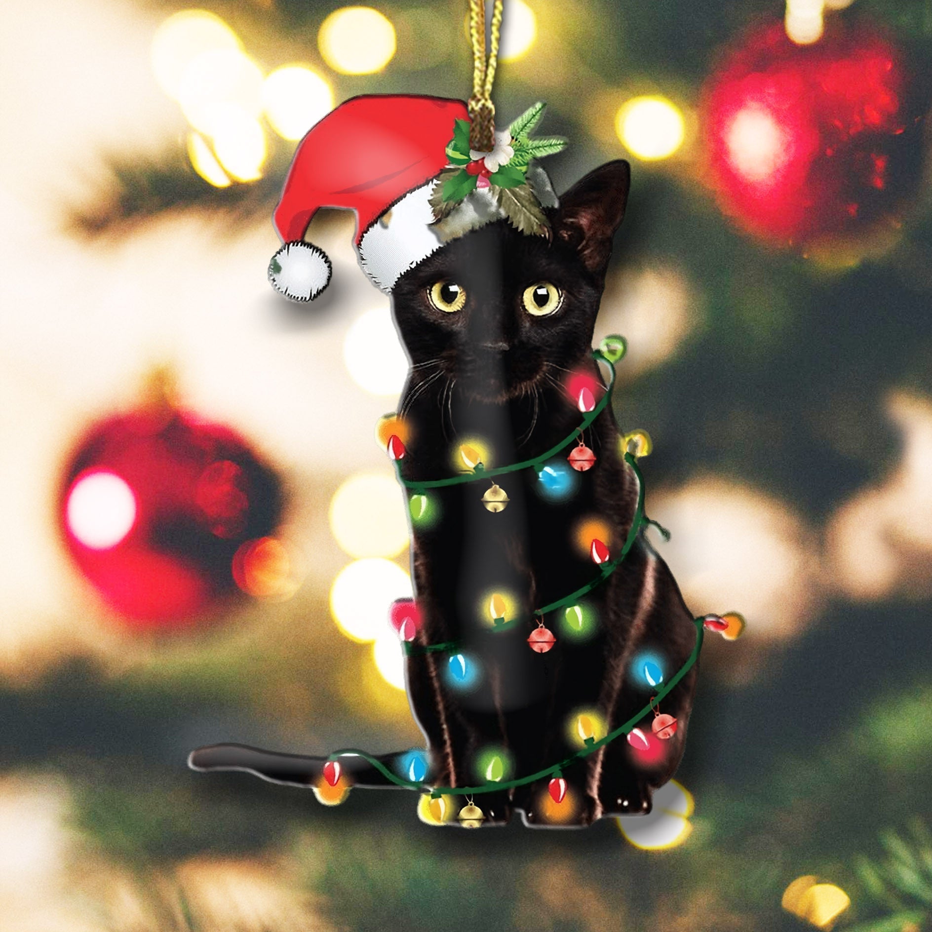 Decoration Ornament Black Cat Acrylic Decoration Ornament Christmas Ver Christmas Ornament for Merch Lovers