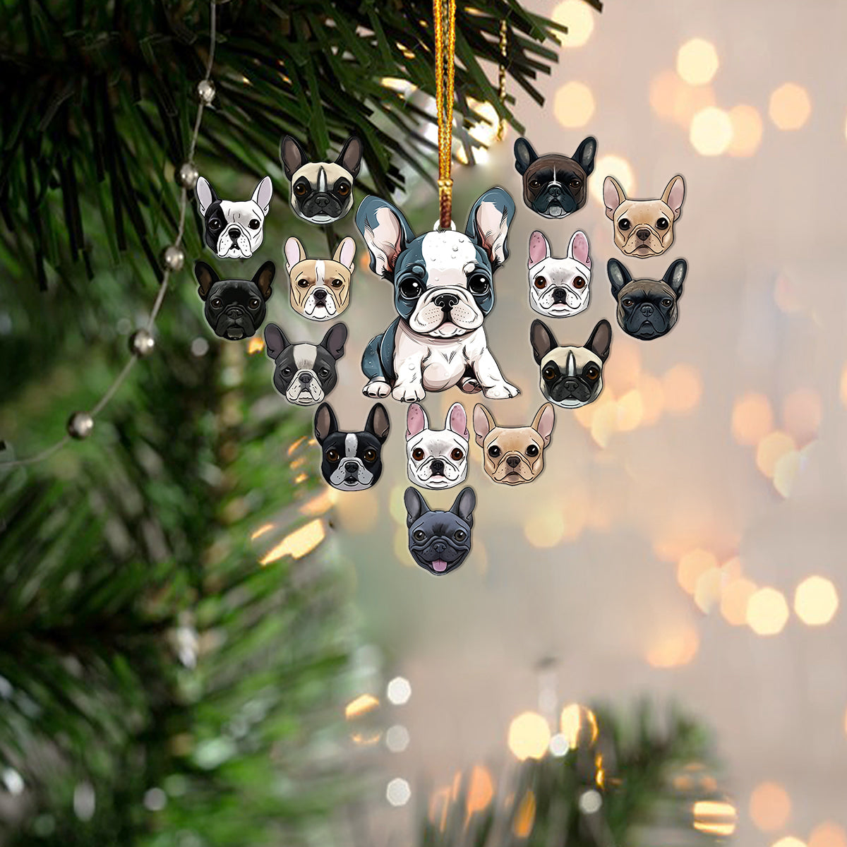 Decoration Ornament Bulldog Lovely Heart Magical Christmas Spirit Ornament