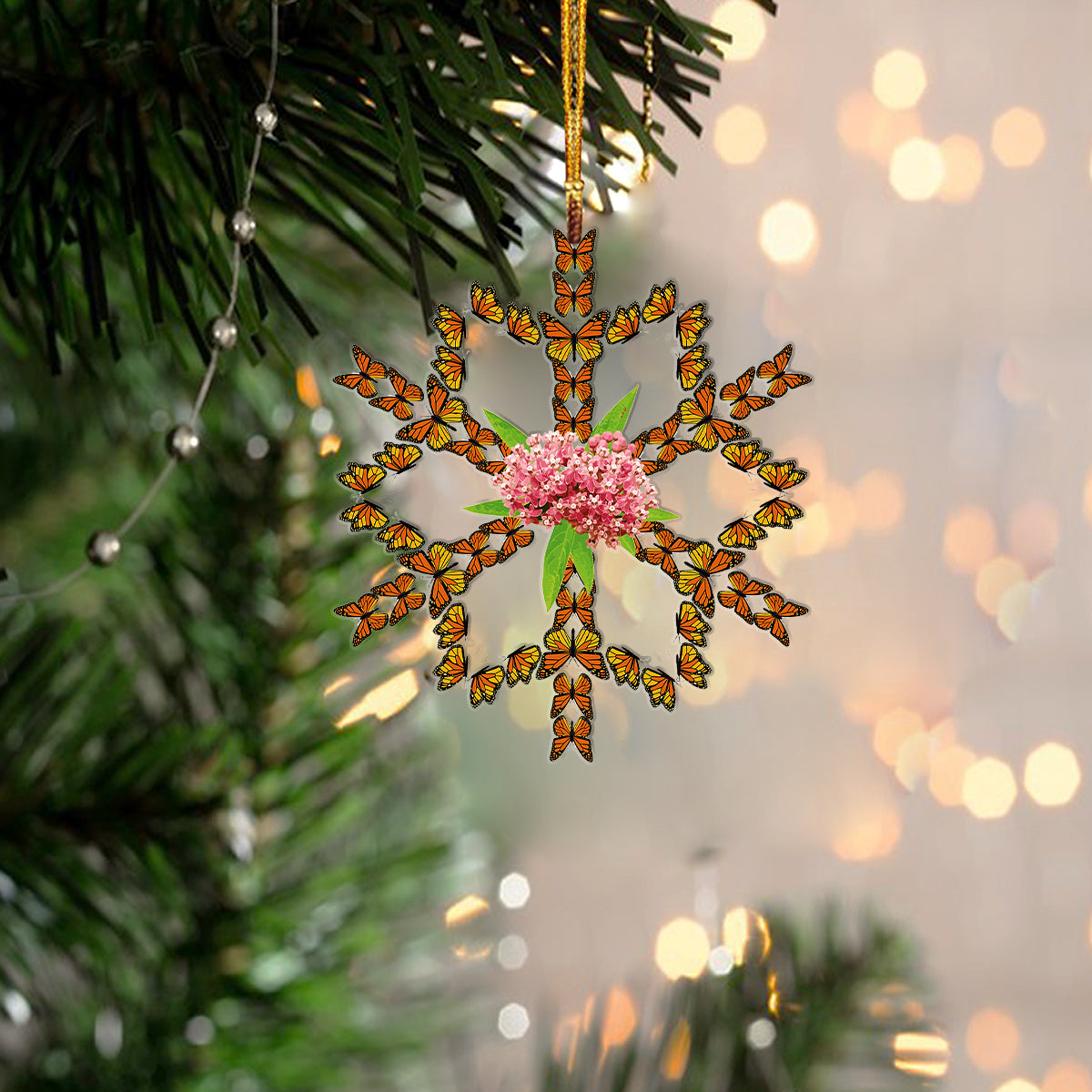 Decoration Ornament Butterfly Acrylic Decoration Ornament Milkweed Flower Stylish Casual Wear Gift Joyful Tree Ornament Collection