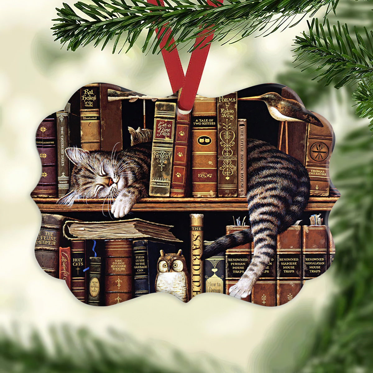 Decoration Ornament Cat Book Cats In My Bookshelf Ornament Stylish Holiday Ornament Design