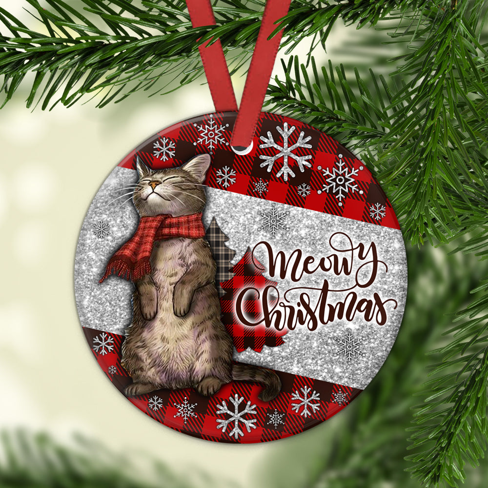 Decoration Ornament Cat Christmas Art Lovely Style Circle Ornament Memorable Family Ornament