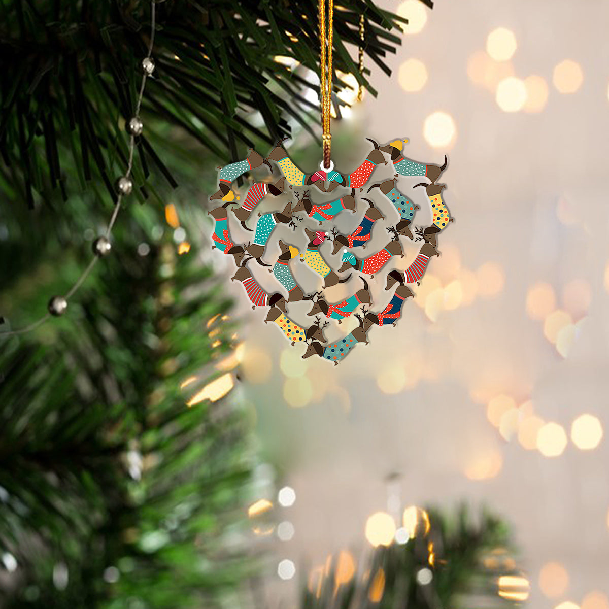 Decoration Ornament Dachshund Acrylic Decoration Ornament Christmas Heart Lovely Ornament Gift For Him