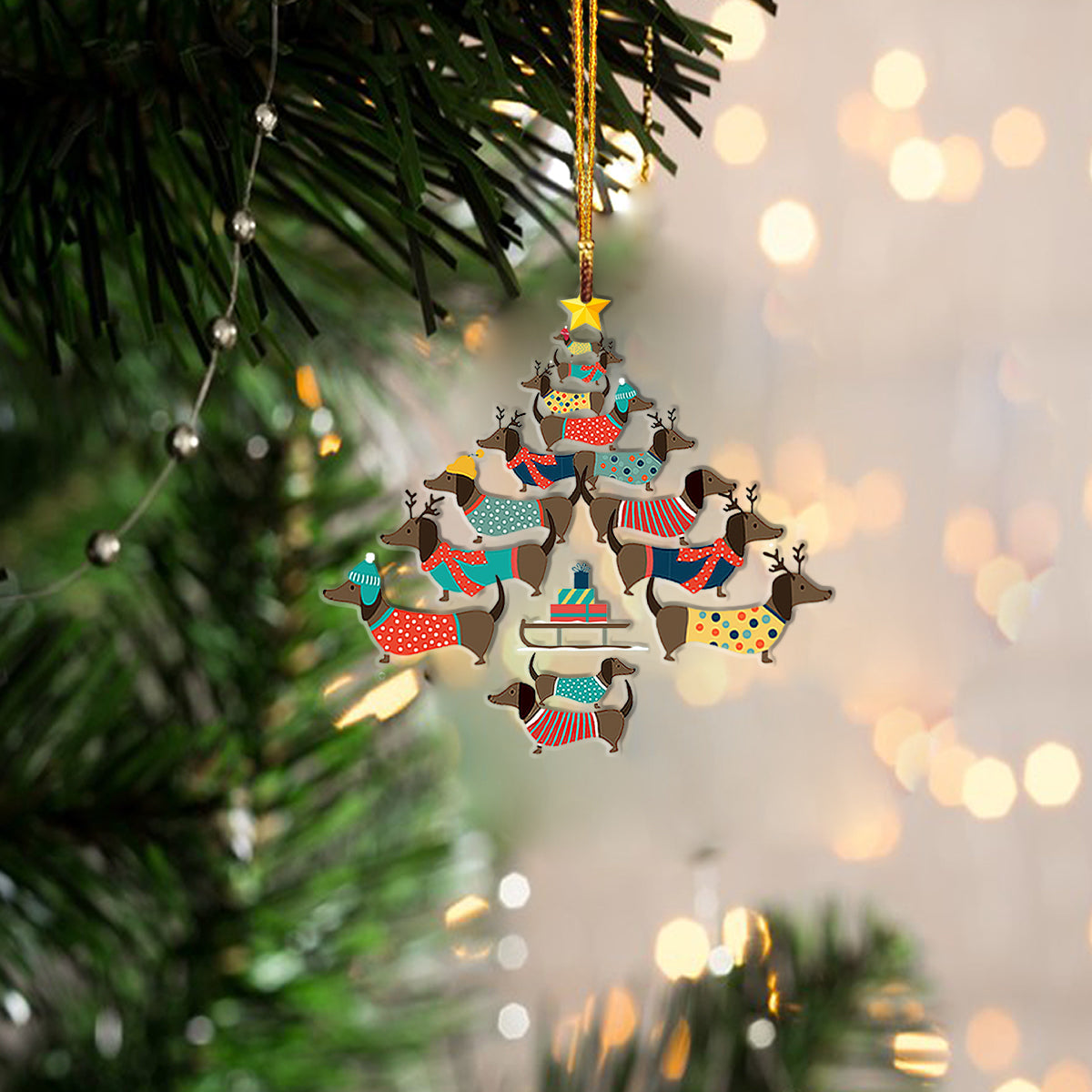 Decoration Ornament Dachshund Acrylic Decoration Ornament Christmas Xmas Tree Festive Living Room Ornament