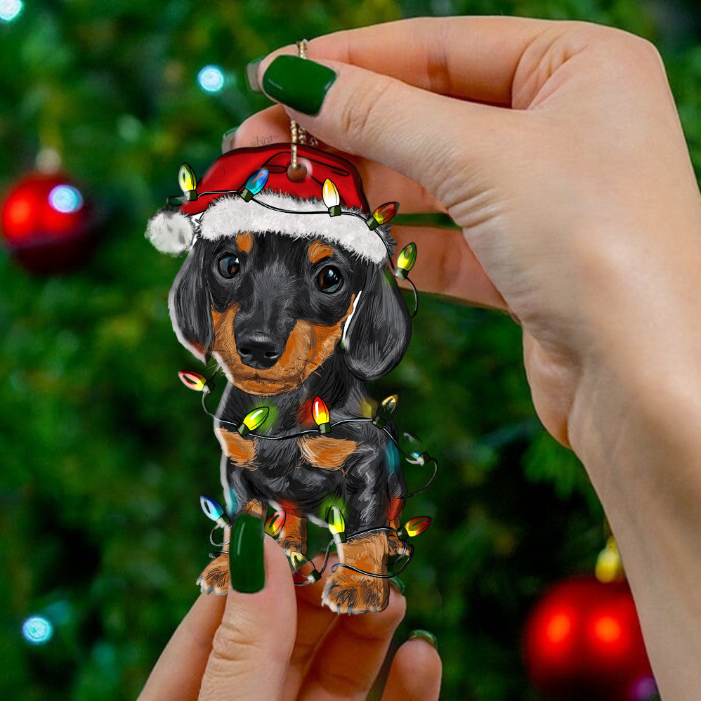 Decoration Ornament Dachshund Dog Shape Ornament Christmas Cute Christmas Puppy Stylish Merch Ornament Design