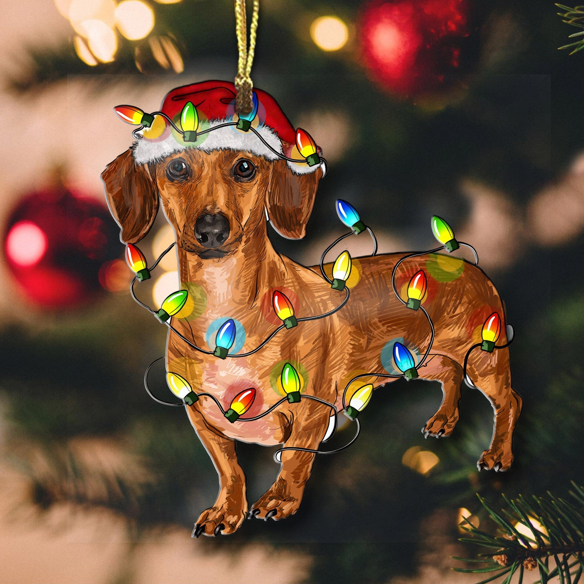 Decoration Ornament Dachshund Dog Shape Ornament Christmas Cute Christmas Wiener Stylish Merch Ornament Design