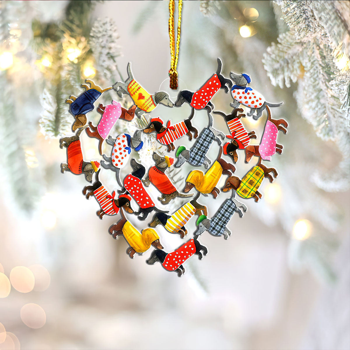 Decoration Ornament Dachshund Heart Elegant Christmas Tree Ornament