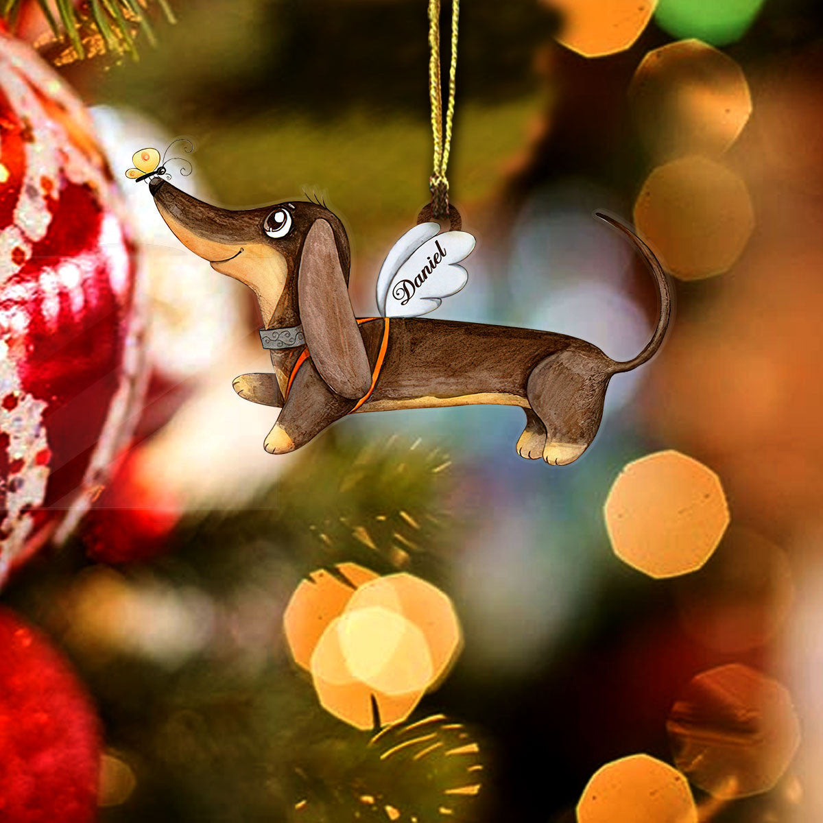 Decoration Ornament Dachshund Shape Ornament Christmas Angel Memorable Family Ornament