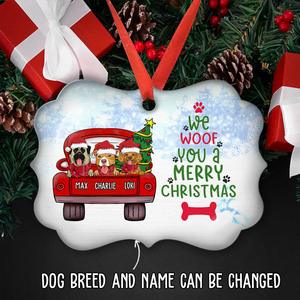 Decoration Ornament Dog Lovers Woof You Christmas Perzonalized Aluminium Ornament Magical Christmas Spirit Ornament