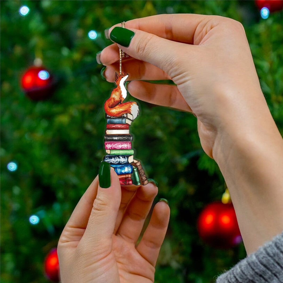 Decoration Ornament Fox Stack Of Books Beautiful Home Ornament Gift