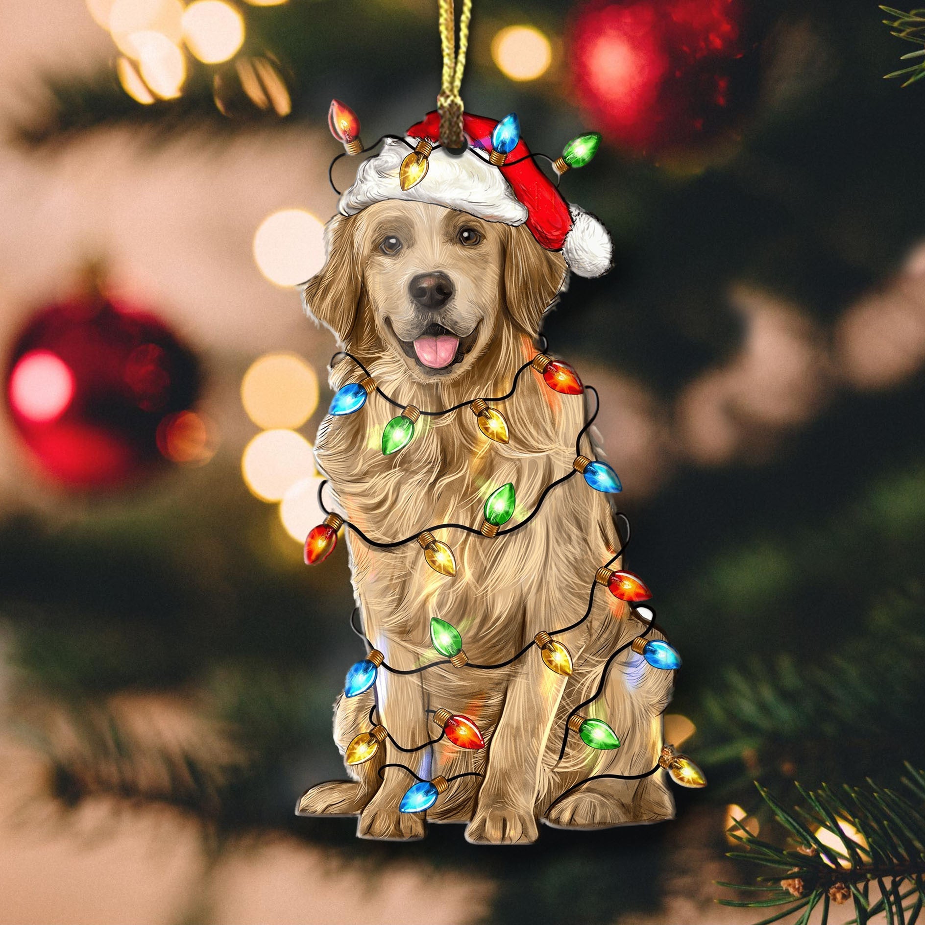 Decoration Ornament Golden Retriever Dog Shape Ornament Cute Christmas Golden Magical Christmas Spirit Ornament