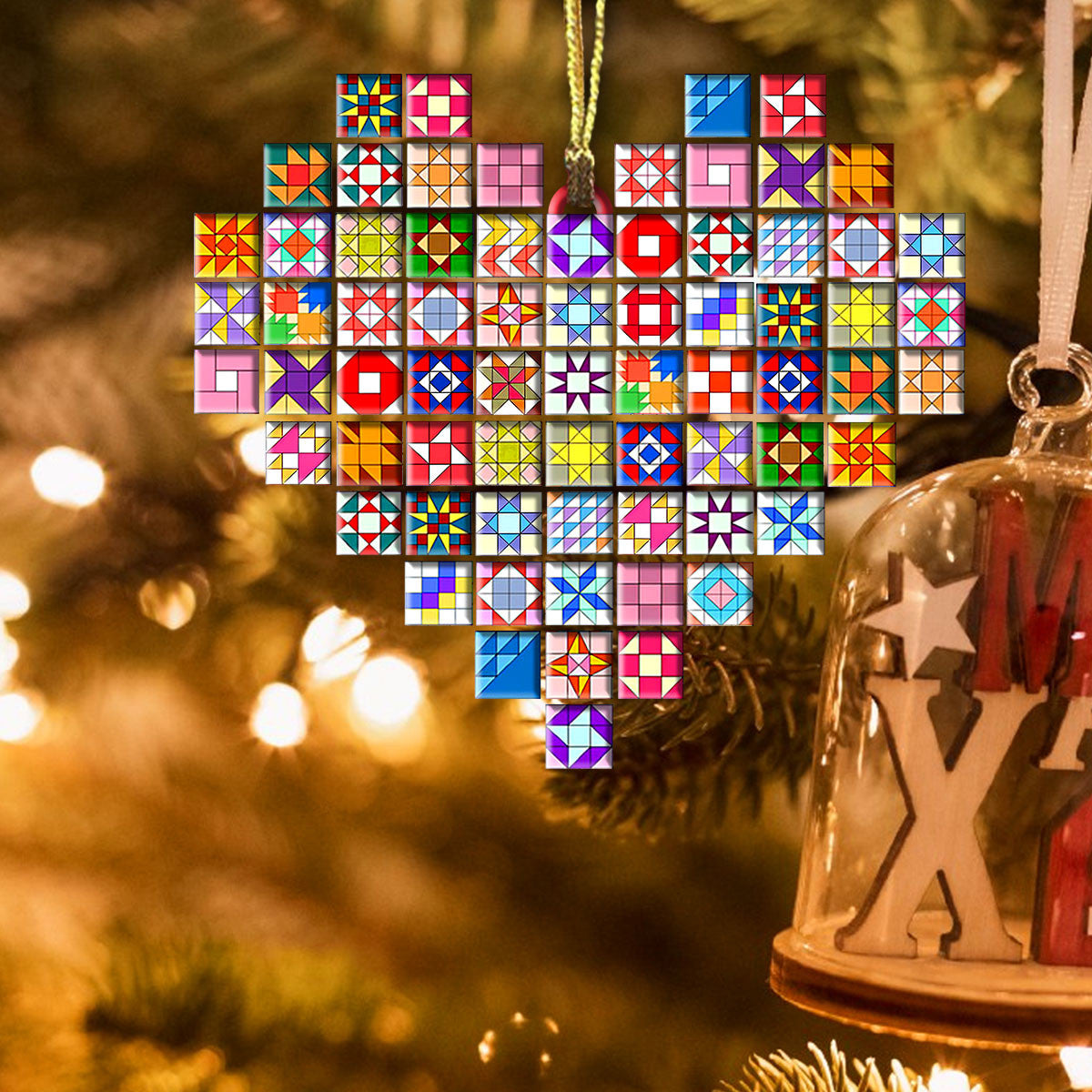 Decoration Ornament Gorgeous Quilting Blocks Memorable Family Ornament