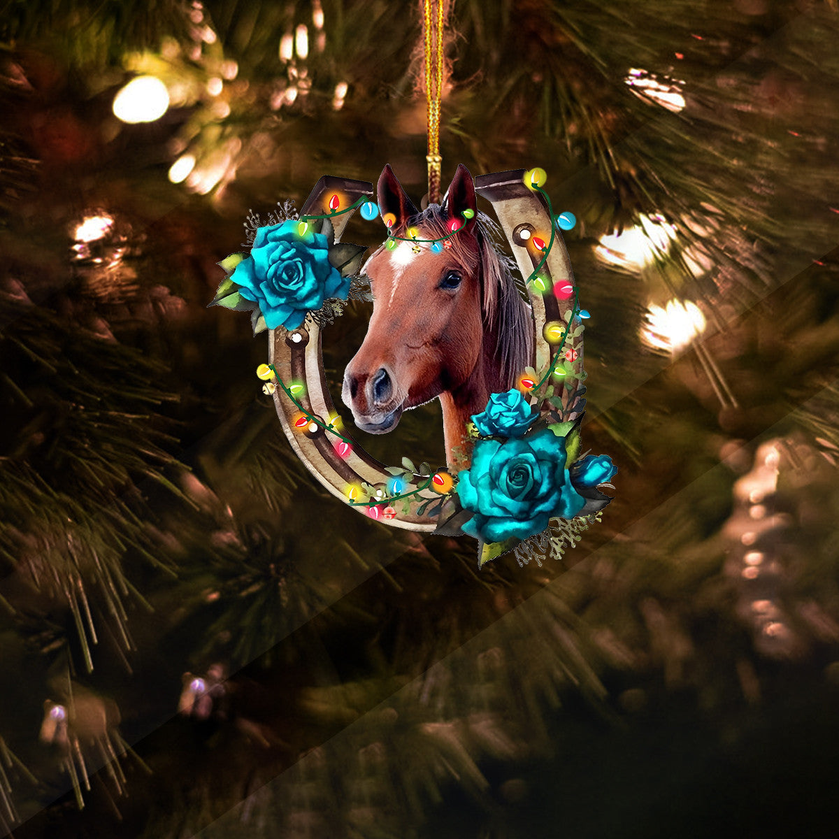 Decoration Ornament Horse Sparking Horseshoe Charming Holiday Home Decoration