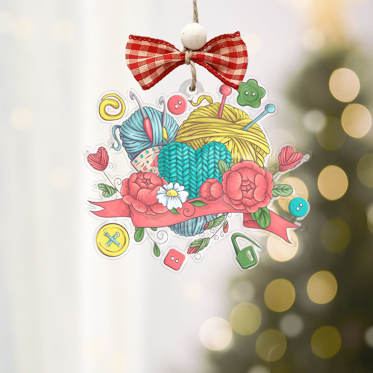 Decoration Ornament Knitting Heart Beautiful Christmas Ornament