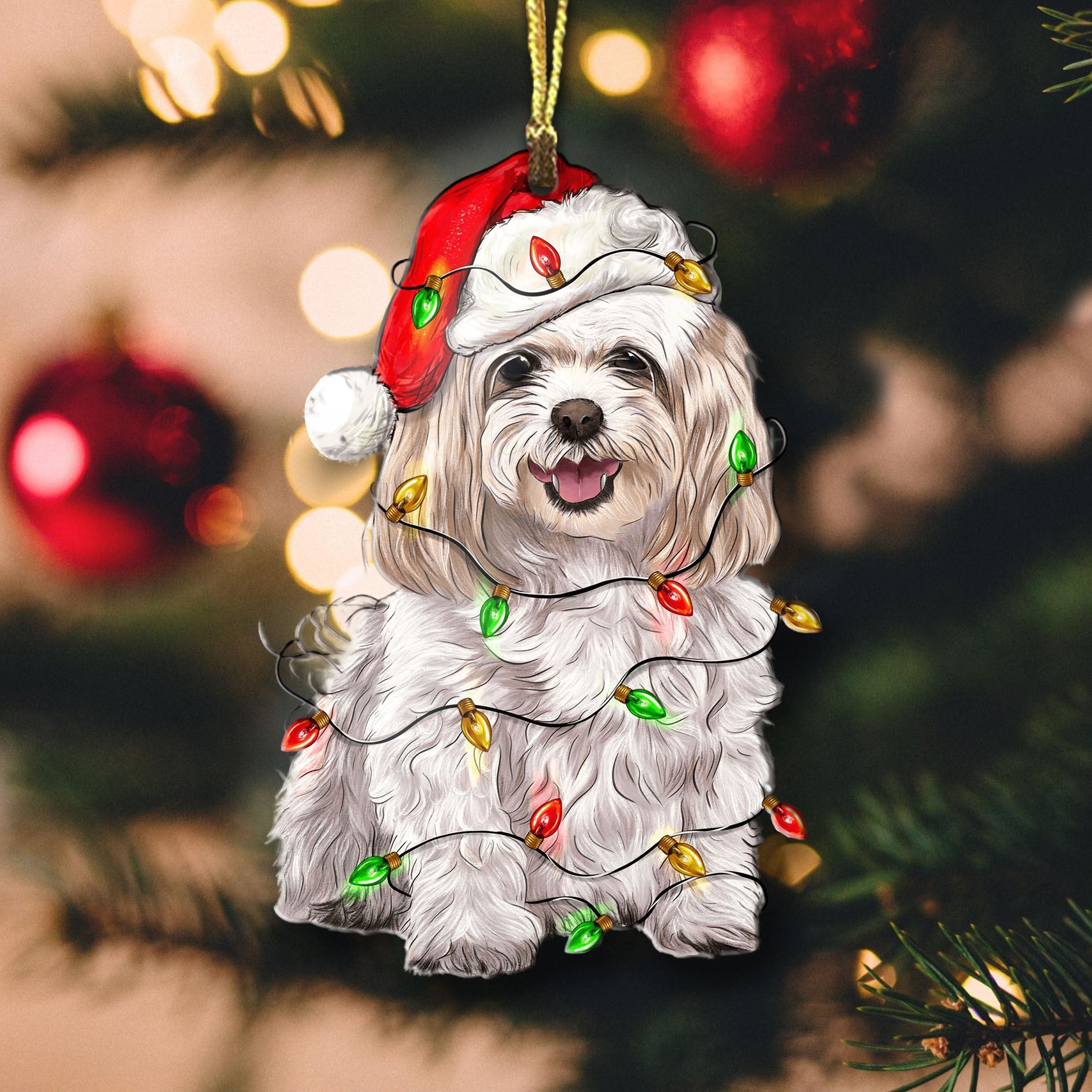 Decoration Ornament Maltese Dog Shape Ornament Cute Christmas Maltese Warm Winter Home Ornament