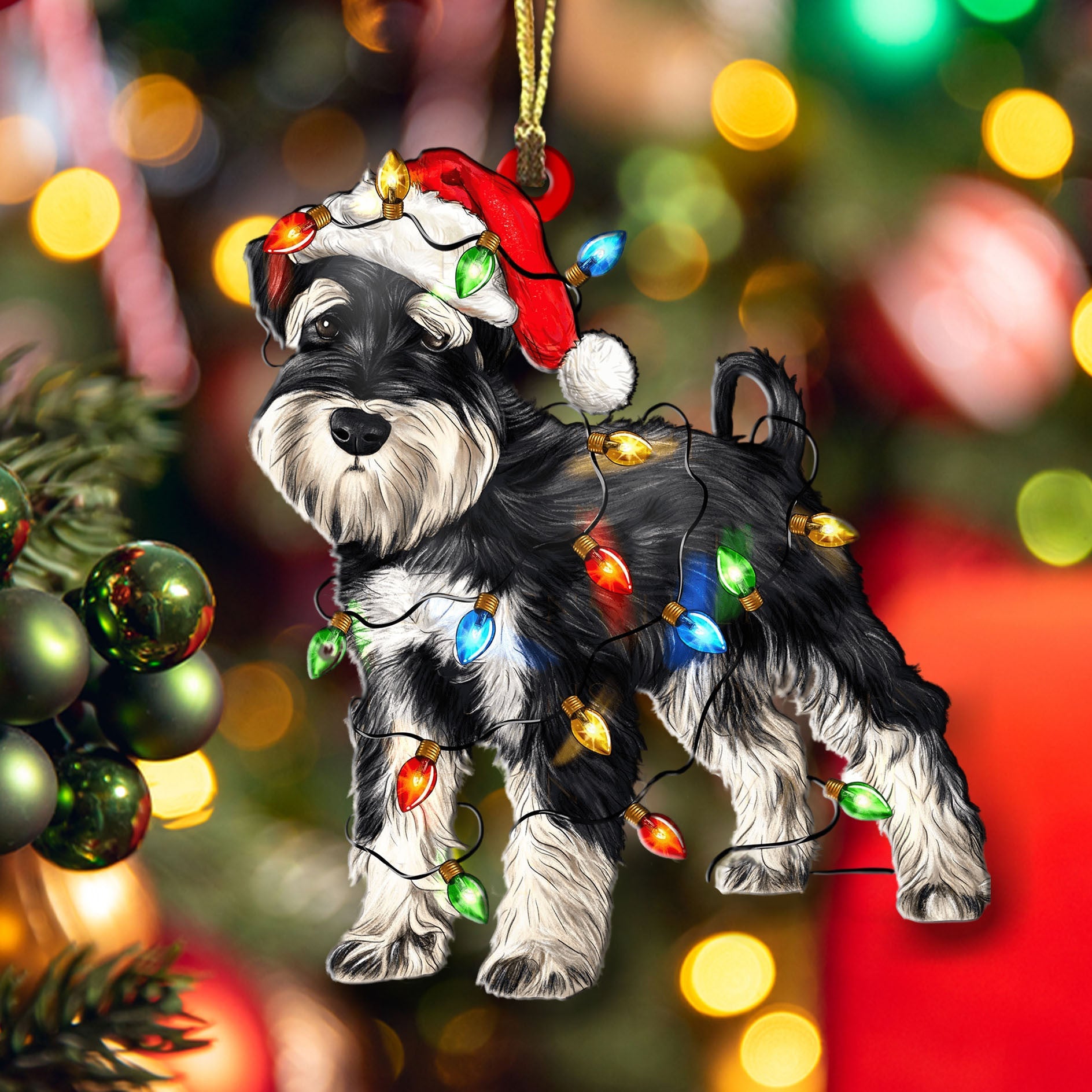 Decoration Ornament Miniature Schnauzer Dog Shape Ornament Cute Christmas Schnauzer Heartfelt Ornament For Mom