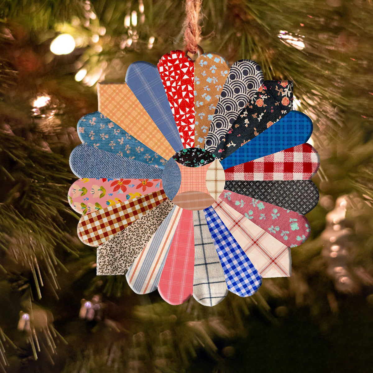 Decoration Ornament Quilting Shape Ornament Quilt Pattern Flower Christmas Ornament for Merch Lovers