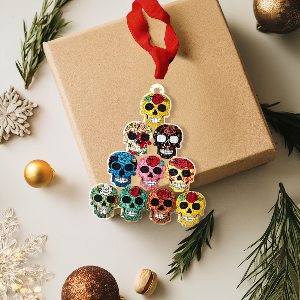 Decoration Ornament Rose Skulls Lovely Beautiful Christmas Ornament