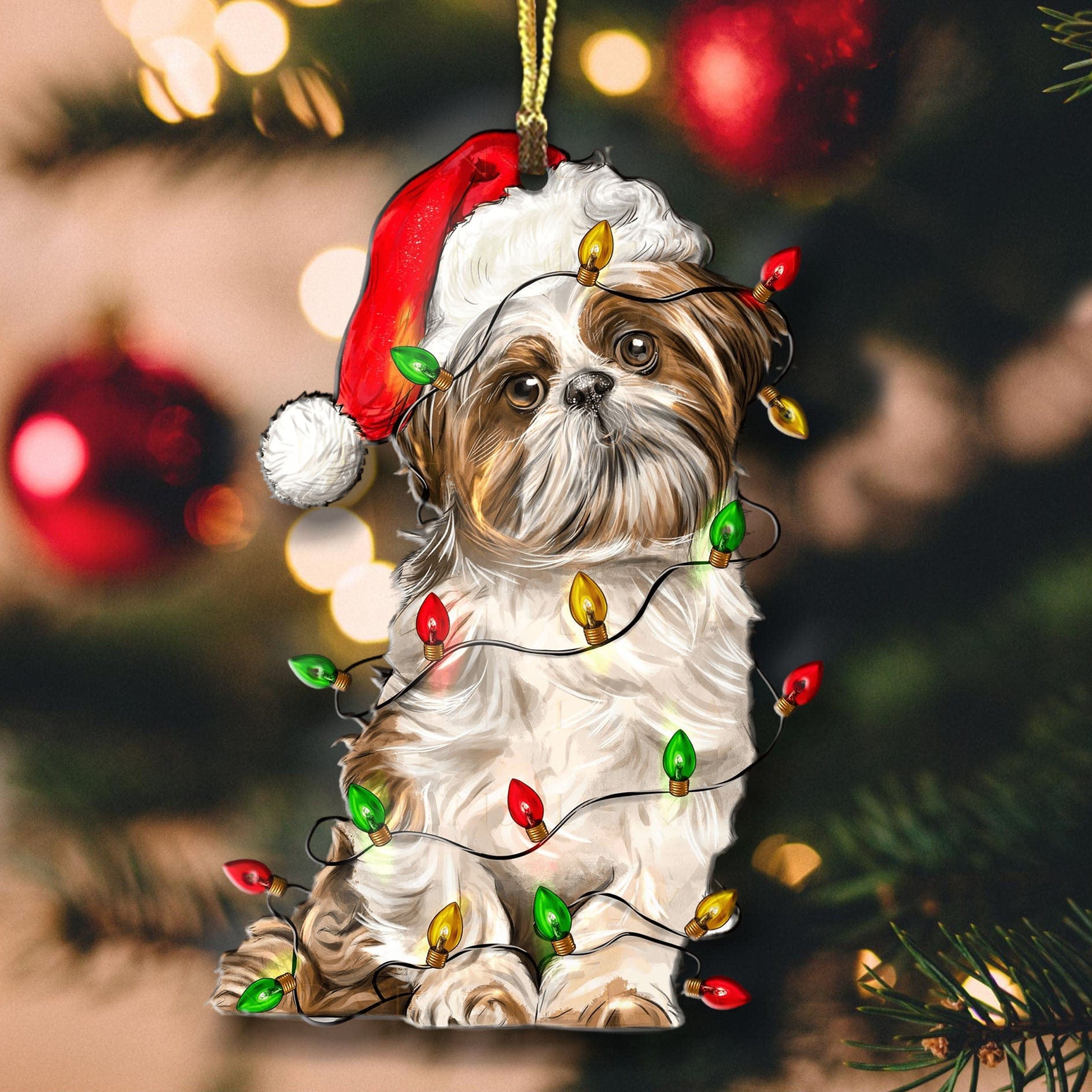Decoration Ornament Shih Tzu Dog Shape Ornament Cute Christmas Shih Tzu Stylish Merch Ornament Design