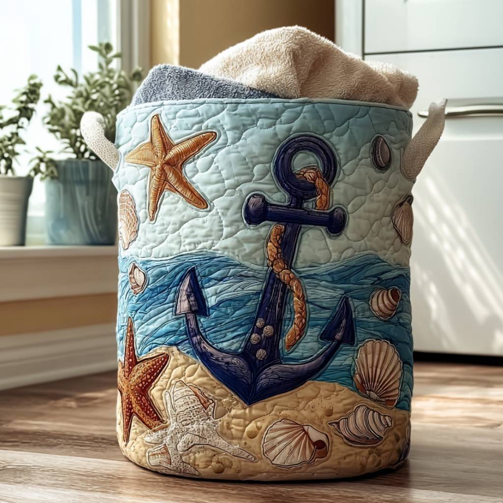 Deep Blue Bound Quilted Laundry Basket Winter Merch Essentials