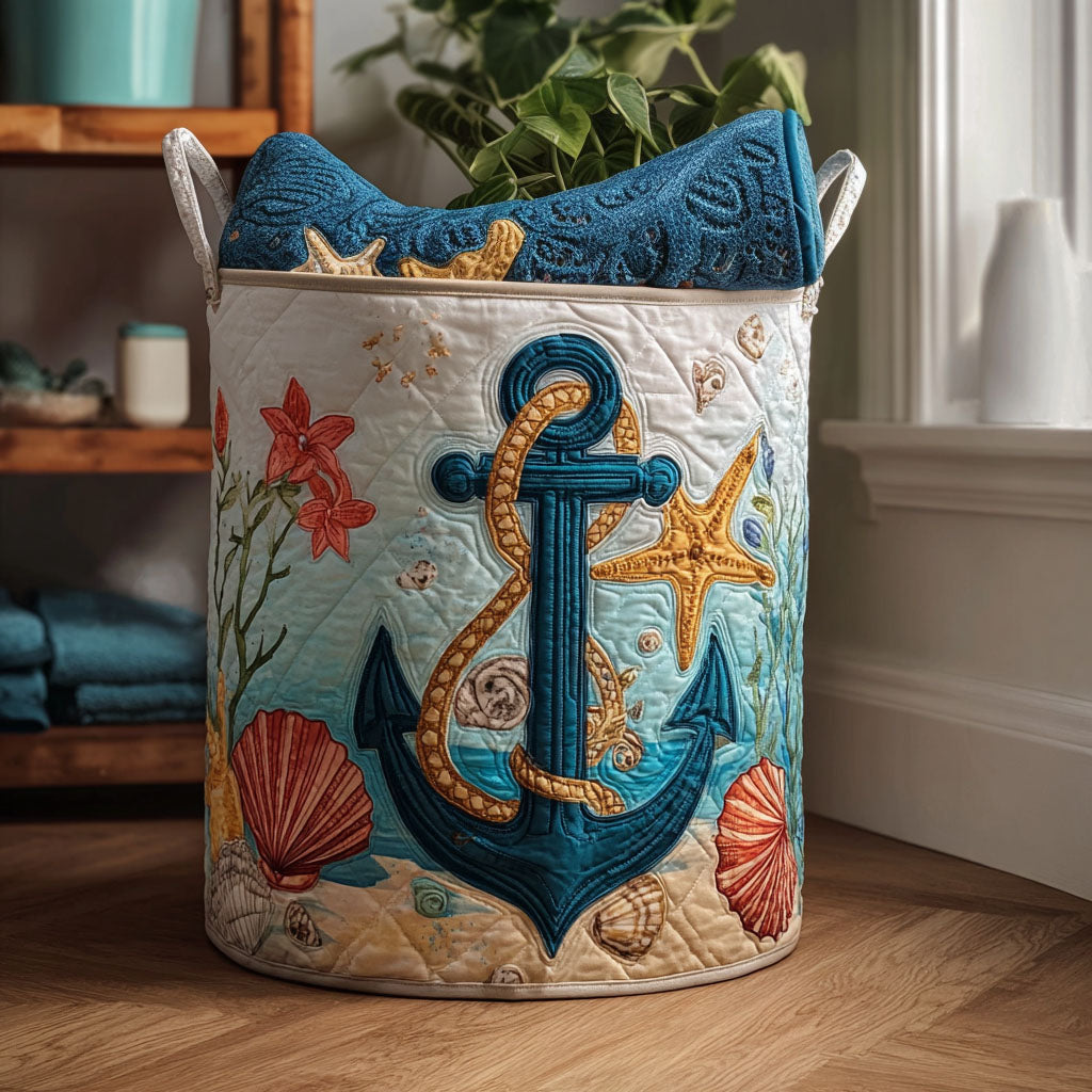 Deep Blue Days Quilted Laundry Basket Birthday Merch Gift
