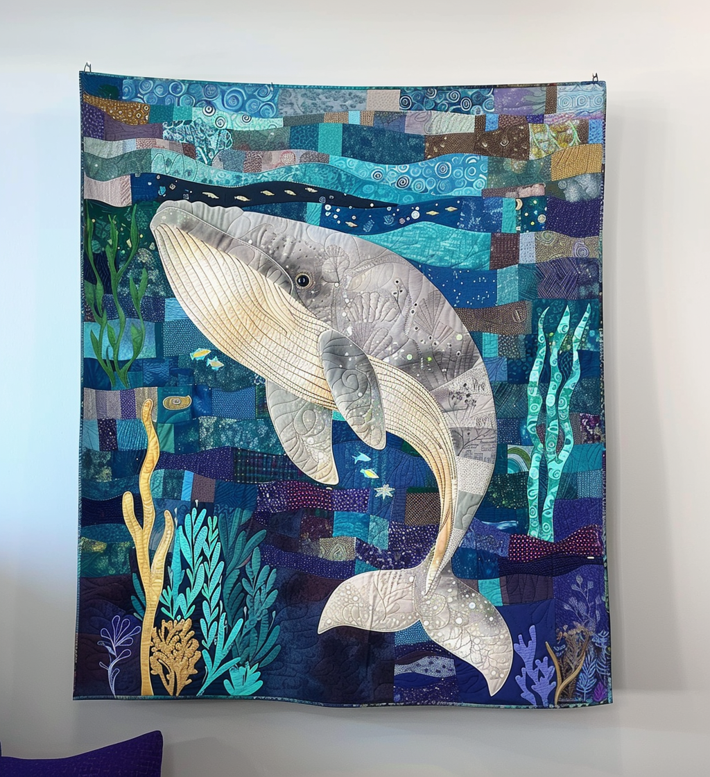 Deep Blue Quilted Blanket Whale Gifts For Adults
